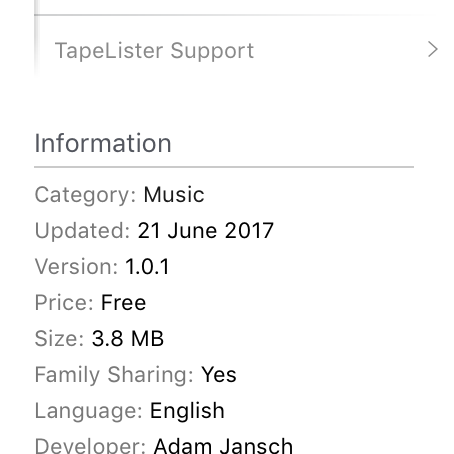 AJ | Code | TapeLister | TapeLister&#x20;v1.0.1&#x20;now&#x20;available